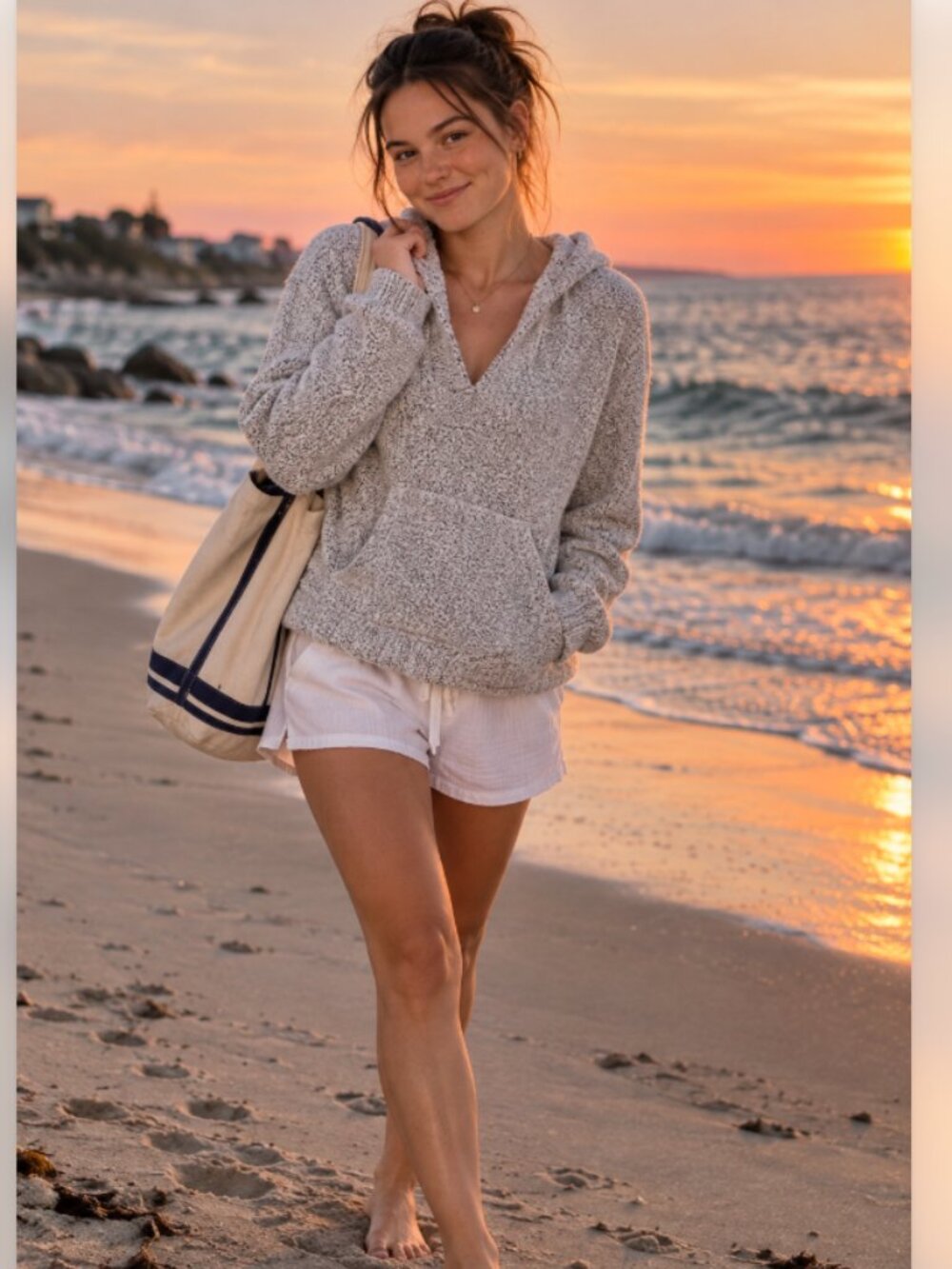TNA by Aritzia Clarion Gray Textured Knit Pullover Hoodie – Size Medium
